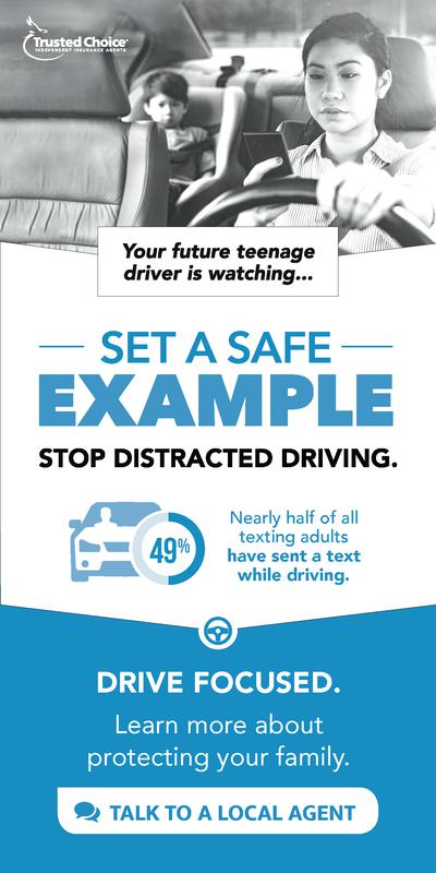 set an example, stop distracted driving